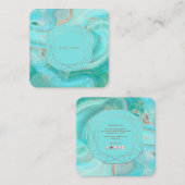 PixDezinesターコイズバラ金ゴールドエメラルドカットフレーム スクエア名刺 (正面/裏面)