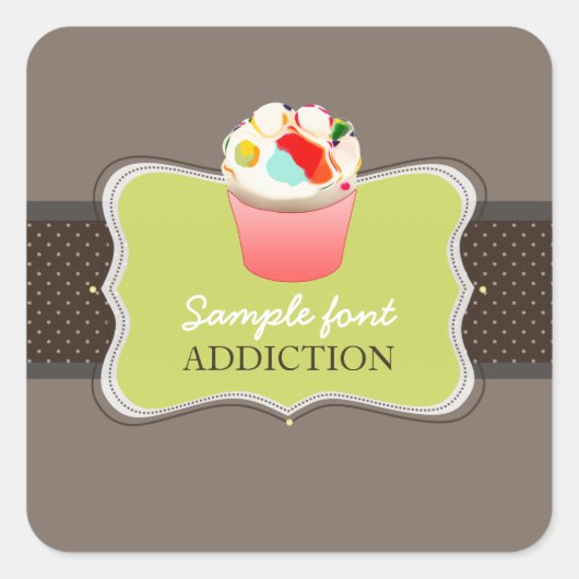 PixDezinesダイカラー、ゼリー豆カップケーキ スクエアシール (正面)