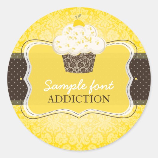 PixDezinesダイカラー、レモンズエストカップケーキ ラウンドシール (正面)