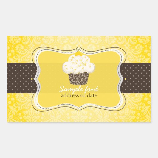 PixDezinesダイカラー、レモンズエストカップケーキ 長方形シール (正面)