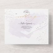 PixDezinesダスティエレガントパープルバラ オールインワン招待状 (裏面)