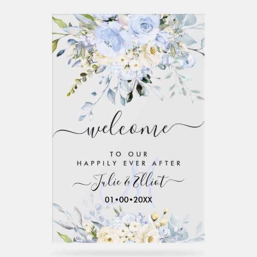 PixDezinesダスティエレガントブルーガムユーカリ アクリルサイン (正面)