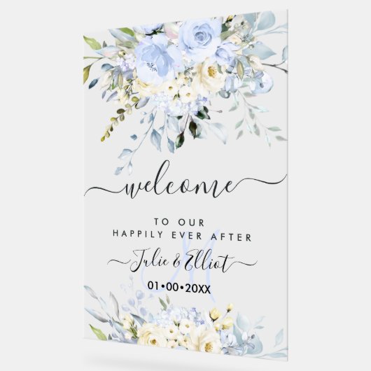 PixDezinesダスティエレガントブルーガムユーカリ アクリルサイン (傾斜)