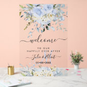 PixDezinesダスティエレガントブルーガムユーカリ アクリルサイン (ウェディング)