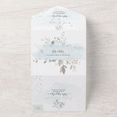 PixDezinesダスティエレガントブルーバラ オールインワン招待状 (外側)