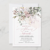 PixDezinesダスティピンクガムユーカリブライダルシャワー 招待状 (正面)