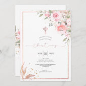 PixDezinesダスティピンクロセス《キリスト教》洗礼式や命名式 招待状 (正面/裏面)