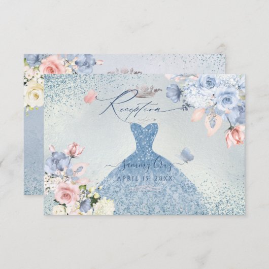 PixDezinesダスティーブルーバラキンセアニェラ披露宴 招待状 (正面/裏面)