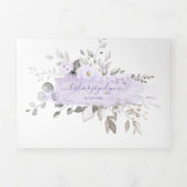 PixDezinesダスティ素朴パープルバラユーカリ 三つ折り招待状 (カバー)