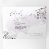 PixDezinesダスティ素朴パープルバラユーカリ 三つ折り招待状 (内部最初)