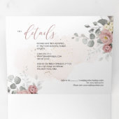 PixDezinesダスティ素朴ピンクローゼユーカリ 三つ折り招待状 (内部最初)