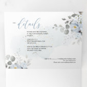 PixDezinesダスティ素朴ブルーバラユーカリ 三つ折り招待状 (内部最初)