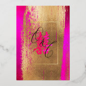 PixDezinesダブルハピネスホットピンク実在n 箔招待状 (裏面)