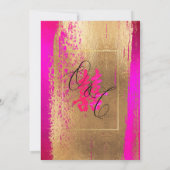 PixDezinesダブルハピネス、フェイク金ゴールドホットピンク 招待状 (裏面)