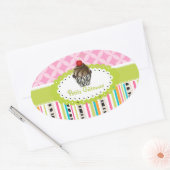 PixDezinesダブルファッジスワールのカップケーキ/DIYカラー 楕円形シール (封筒)