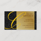 PixDezinesダマスクレース(黒)+金ゴールド 名刺 (裏面)