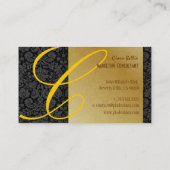 PixDezinesダマスクレース(黒)+金ゴールド 名刺 (裏面)