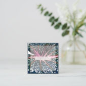 PixDezinesダークグリーンカラジウムコーラルスパイン スクエア名刺 (スタンド正面)