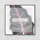 PixDezinesダークグリーンカラジウムコーラルスパイン スクエア名刺 (正面)