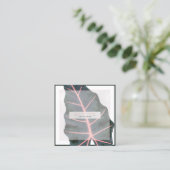 PixDezinesダークグリーンカラジウムコーラルスパイン スクエア名刺 (スタンド正面)