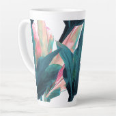 PixDezinesダークティール(緑がかった色)+ピンクティ葉ズ カフェラテマグ (左アングル)