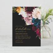 PixDezinesダークムーディフラワーズブライダルシャワー 招待状 (スタンド正面)