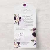 PixDezinesダーク素朴パープルH2バラ牡丹 オールインワン招待状 (内側)