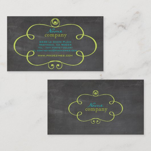 PixDezinesチャルクボード+スクロールフレーム 名刺 (正面/裏面)