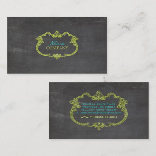 PixDezinesチャルクボード+フレお洒落ーム 名刺 (正面/裏面)