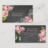 PixDezinesチャルクボード/ヴィンテージバラ/ソーシャルメディア 名刺 (正面/裏面)