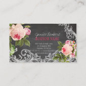 PixDezinesチャルクボード+ヴィンテージバラ 名刺 (裏面)