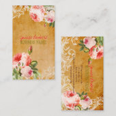 PixDezinesチャルクボード+ヴィンテージバラ 名刺 (正面/裏面)