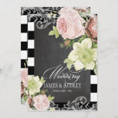 PixDezinesチャルクボード/roco/ヴィンテージバラ 招待状 (正面/裏面)