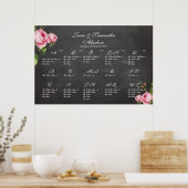 PixDezinesチャート+ヴィンテージバラ/シーティングチャート ポスター (キッチン)