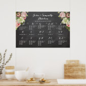 PixDezinesチャート+ヴィンテージバラ/シーティングチャート ポスター (キッチン)