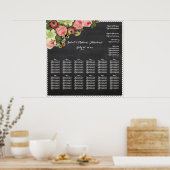 PixDezinesチャート+ヴィンテージバラ/シーティングチャート ポスター (キッチン)