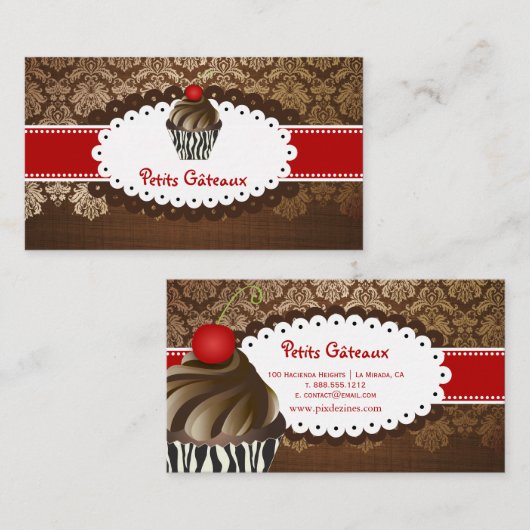 PixDezinesチョコレーエレガントトがカップケーキを旋回 名刺 (正面/裏面)