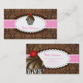 PixDezinesチョコレーエレガントトスワールのカップケーキ 名刺 (正面/裏面)