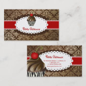 PixDezinesチョコレーエレガントトスワールのカップケーキ 名刺 (正面/裏面)