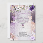 PixDezinesツインズキンセアニェラローズゴールドダスティパープル 招待状 (裏面)