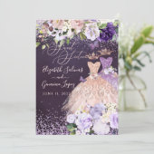 PixDezinesツインズスウィート16バラ金ゴールドダスティパープルI 招待状 (スタンド正面)