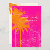 PixDezinesツインパーム+スイラー/DIY背景色 招待状 (正面/裏面)