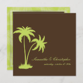 PixDezinesツインパーム、チョコレート+キウイ 招待状 (正面/裏面)