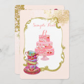 PixDezinesティーパーティー/ブライダル/水彩 招待状 (正面/裏面)