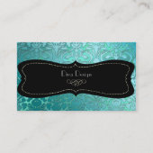 PixDezinesティール(緑がかった色)フローラのダマスク/日の背景 名刺 (正面)