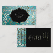 PixDezinesティール（緑がかった色）フローラdamask/diy背景 名刺 (正面/裏面)