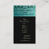 PixDezinesティール（緑がかった色）フローラdamask/diy背景 名刺 (裏面)