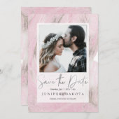 PixDezinesデザートストーン赤面ピンクシルバー 招待状 (正面/裏面)