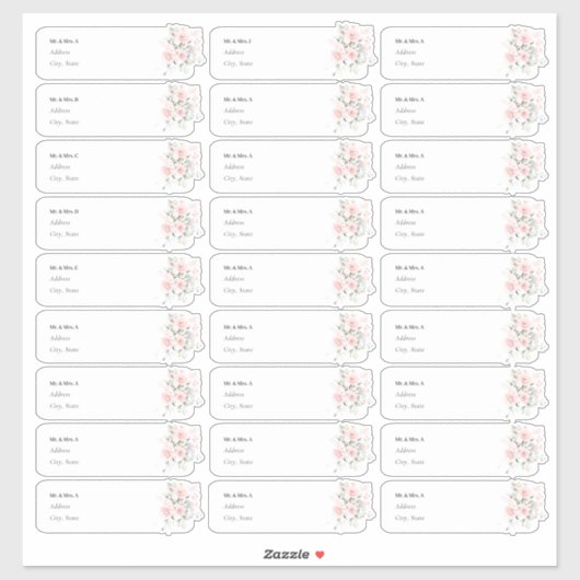 PixDezinesデリケート開花ゲスト住所 シール (シート)
