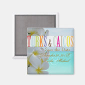 PixDezinesデ救ザイト・タークス、ビーチ+プルメリア マグネット (正面/裏面)